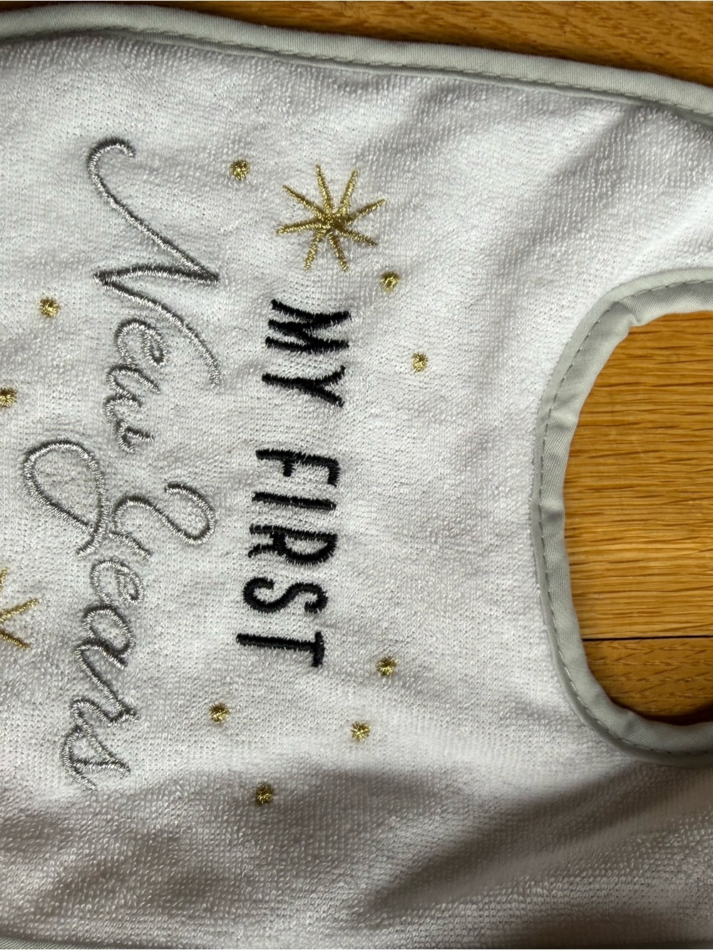 Holiday Milestone Baby Bib Set - Assorted Trim Colors - Picture 2 of 2